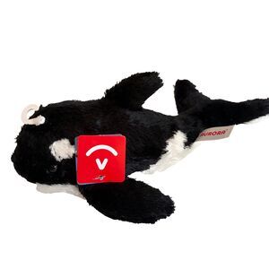 Aurora World Orca Killer Whale Plush Stuffed Animal 8" Black White NWT